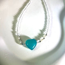 Load image into Gallery viewer, Amazonite Love Heart Clear Quartz Beads Chain Necklace 天河石爱心白水晶珠链项链