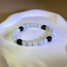 Load image into Gallery viewer, White Jade Blackwood Beads Bracelet 糯种白色翡翠黑檀木手串