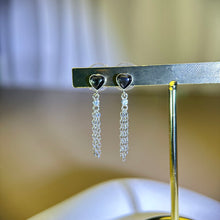 Load image into Gallery viewer, 925 Silver Hypersthene Love Heart Earrings 金运石爱心镶嵌银耳钉