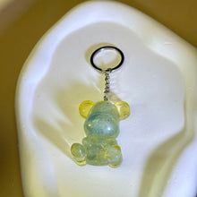 Load image into Gallery viewer, Aquamarine Resin Teddy Bear Ornament Key Ring 海蓝宝滴胶小熊挂饰钥匙扣包挂