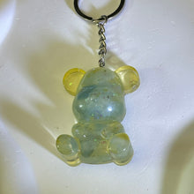 Load image into Gallery viewer, Aquamarine Resin Teddy Bear Ornament Key Ring 海蓝宝滴胶小熊挂饰钥匙扣包挂