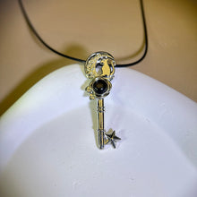 Load image into Gallery viewer, Hypersthene Moon Cat Pendant Necklace 金运石镶嵌月猫吊坠项链