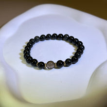 Load image into Gallery viewer, Rainbow Sheen Obsidian Smoky Quartz Beads Bracelet 彩眼黑曜石茶水晶手串