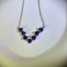 Load image into Gallery viewer, Amethyst Love Heart Pendant Necklace 紫水晶爱心镶嵌吊坠项链