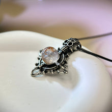 Load image into Gallery viewer, Red Hematoid Quartz Vajra Pestle Pendant 红色胶花水晶镶嵌降魔杵吊坠