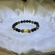 Load image into Gallery viewer, Rainbow Sheen Obsidian Argawood Beads Bracelet 彩眼黑曜石沉香木手串