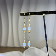 Load image into Gallery viewer, 14K Gold Filled Green Golden Jade Earrings 糯冰种豆绿黄翡翡翠14K注金耳钩