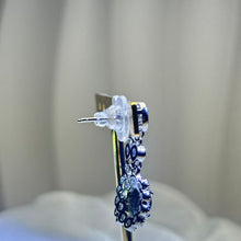Load image into Gallery viewer, 925 Silver Blue Jade Earrings 糯冰蓝水翡翠镶嵌银耳钉