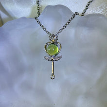 Load image into Gallery viewer, Green Nephrite Wand Pendant 绿色葡萄石镶嵌魔法棒吊坠