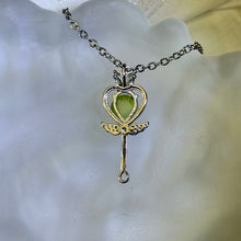 Load image into Gallery viewer, Green Nephrite Wand Pendant 绿色葡萄石镶嵌魔法棒吊坠