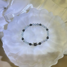 Load image into Gallery viewer, Black White Jade Beads Bracelet 糯种乌鸡翡翠手串