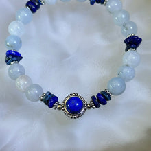 Load image into Gallery viewer, Lapis Lazuli Aquamarine Beads Bracelet 青金石海蓝宝手串