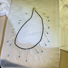 Load image into Gallery viewer, Blue Turquoise Black Spinel Beads Necklace 蓝色松石黑色尖晶石珠链项链