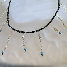 Load image into Gallery viewer, Blue Turquoise Black Spinel Beads Necklace 蓝色松石黑色尖晶石珠链项链