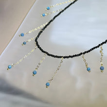 Load image into Gallery viewer, Blue Turquoise Black Spinel Beads Necklace 蓝色松石黑色尖晶石珠链项链