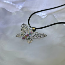 Load image into Gallery viewer, Rainbow Tourmaline Butterfly Pendant Necklace 彩虹碧玺镶嵌蝴蝶吊坠项链