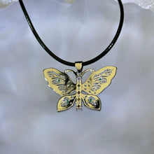 Load image into Gallery viewer, Rainbow Tourmaline Butterfly Pendant Necklace 彩虹碧玺镶嵌蝴蝶吊坠项链