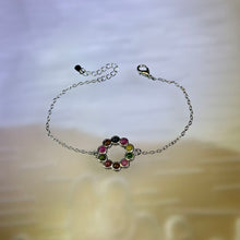 Load image into Gallery viewer, Rainbow Tourmaline Bracelet 彩虹碧玺镶嵌手链