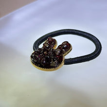 Load image into Gallery viewer, Almandine Garnet Rabbit Hair Tie 酒红石榴石兔子发绳