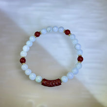 Load image into Gallery viewer, Cinnabar White Jade Beads Bracelet 紫金砂朱砂细糯种白色翡翠手串