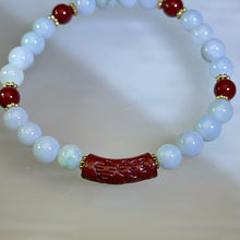 Load image into Gallery viewer, Cinnabar White Jade Beads Bracelet 紫金砂朱砂细糯种白色翡翠手串