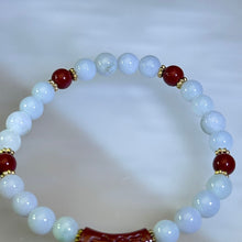 Load image into Gallery viewer, Cinnabar White Jade Beads Bracelet 紫金砂朱砂细糯种白色翡翠手串