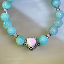 Load image into Gallery viewer, Amazonite Queen Conch Shell Love Heart Beads Bracelet 天河石女王贝爱心手串