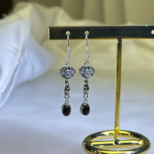 Load image into Gallery viewer, 925 Silver Hypersthene Earrings 金运石镶嵌银耳钩