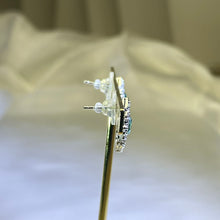 Load image into Gallery viewer, 925 Silver Paraiba Blue Earrings 帕拉伊巴蓝托帕石镶嵌银耳钉