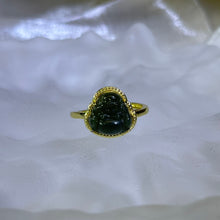 Load image into Gallery viewer, Green Nephrite Laughing Buddha Adjustable Ring 和田玉青玉弥勒佛镶嵌活口戒指