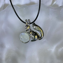 Load image into Gallery viewer, Moonstone Squirrel Pendant Necklace 冰长石月光石镶嵌小松鼠吊坠项链