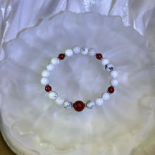 Load image into Gallery viewer, Howlite Cinnabar Beads Bracelet 白松石紫金砂朱砂手串