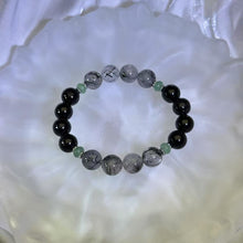 Load image into Gallery viewer, Black Tourmalinated Quartz Black Tourmaline Beads Bracelet 黑发晶黑碧玺手串