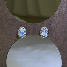 Load image into Gallery viewer, 925 Silver Moonstone Earrings 冰长石月光石镶嵌银耳钉