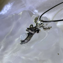 Load image into Gallery viewer, Moonstone Deer Pendant 冰长石月光石镶嵌鹿吊坠项链