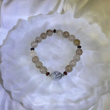 Load image into Gallery viewer, Orange Strawberry Quartz Black Tourmalinated Quartz Beads Bracelet 橘色草莓晶黑发晶水晶手串