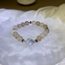 Load image into Gallery viewer, Orange Strawberry Quartz Black Tourmalinated Quartz Beads Bracelet 橘色草莓晶黑发晶水晶手串