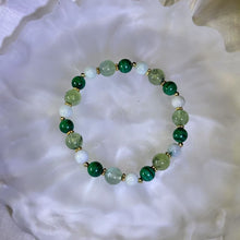 Load image into Gallery viewer, Malachite Green Prehnite Green Jade Beads Bracelet 孔雀石绿色葡萄石糯种豆色翡翠手串