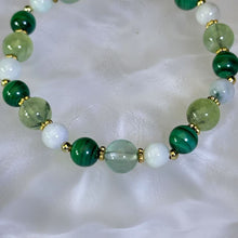Load image into Gallery viewer, Malachite Green Prehnite Green Jade Beads Bracelet 孔雀石绿色葡萄石糯种豆色翡翠手串