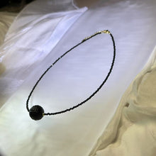 Load image into Gallery viewer, Golden Sheen Obsidian Black Spinel Beads Necklace 金眼黑曜石回纹珠黑色尖晶石珠链项链