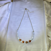 Load image into Gallery viewer, Orange Green Jade Beads Necklace 糯种红翡豆色翡翠珠链项链