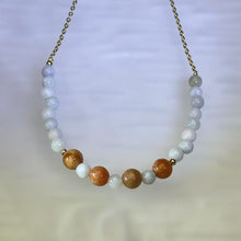 Load image into Gallery viewer, Orange Green Jade Beads Necklace 糯种红翡豆色翡翠珠链项链