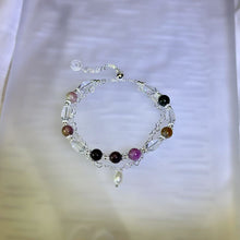 Load image into Gallery viewer, Rainbow Tourmaline Clear Quartz Beads Bracelet 彩虹碧玺白水晶珠链手链