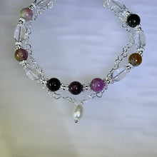 Load image into Gallery viewer, Rainbow Tourmaline Clear Quartz Beads Bracelet 彩虹碧玺白水晶珠链手链