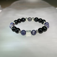 Load image into Gallery viewer, Iolite Obsidian Beads Bracelet 堇青石黑曜石手串
