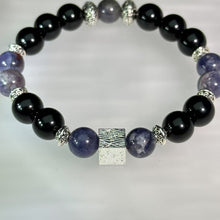 Load image into Gallery viewer, Iolite Obsidian Beads Bracelet 堇青石黑曜石手串