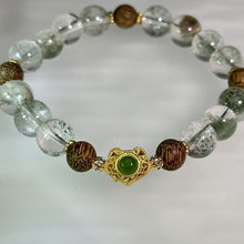 Load image into Gallery viewer, Green Phantom Quartz Argawood Beads Bracelet 绿幽灵水晶沉香木手串