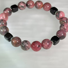 Load image into Gallery viewer, Rhodonite Blackwood Beads Bracelet 蔷薇辉黑檀木手串