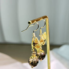 Load image into Gallery viewer, 14K Gold Filled Smoky Quartz Earrings 茶水晶14K注金耳钩