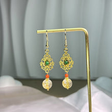Load image into Gallery viewer, 14K Gold Filled Golden Rutilated Quartz Earrings 金发晶14K注金耳钩